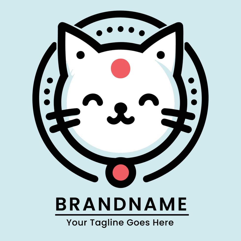 Playful and inviting cat logo with a charming expression vector