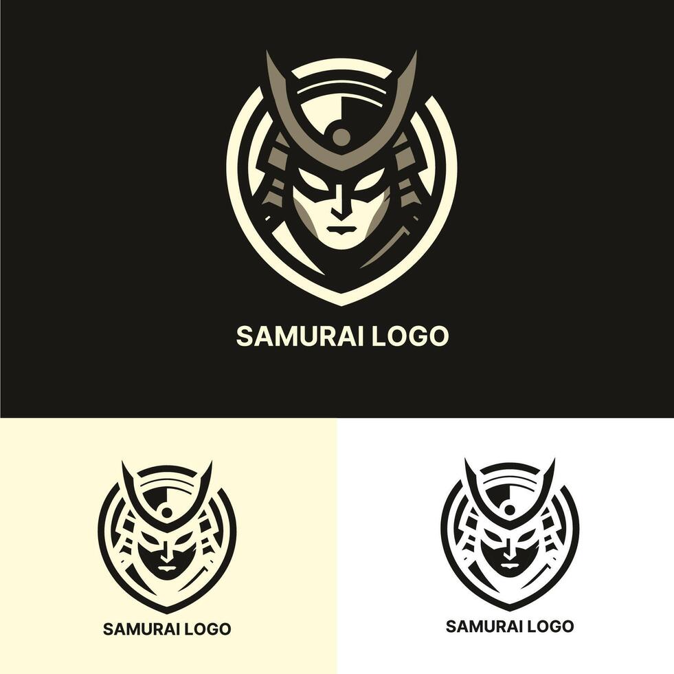 strong samurai head logo with a sleek design blending traditional and modern aesthetics for innovative branding vector