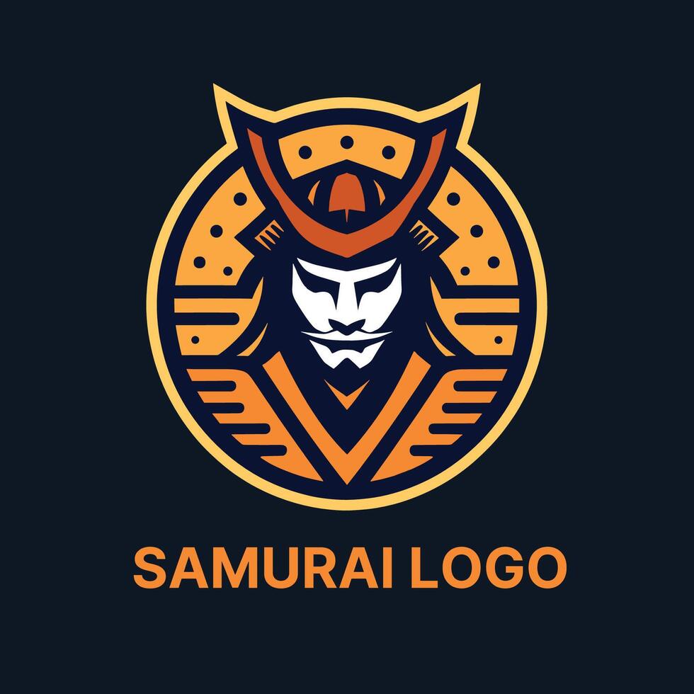 Bold samurai logo with an intense orange color scheme ideal for impactful and aggressive branding vector