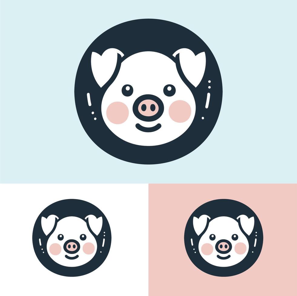 Adorable pig face logo in a circular design ideal for kid-friendly branding and mascots vector