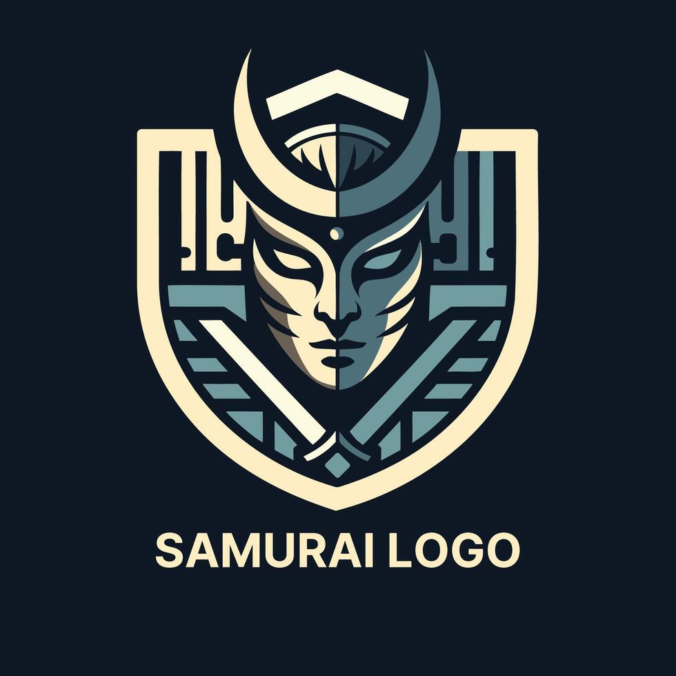Intricate samurai logo with a blend of traditional and modern elements suitable for diverse branding needs vector