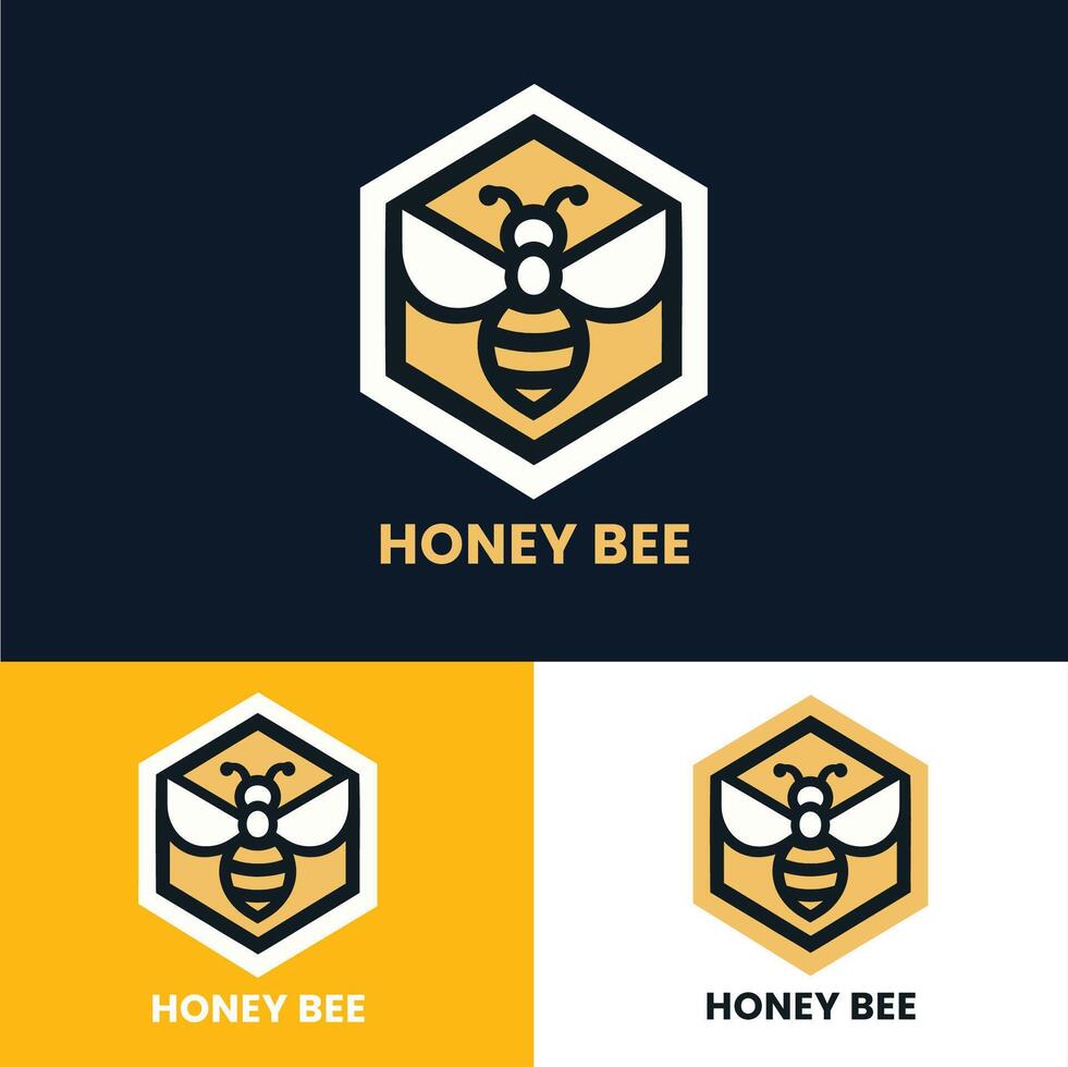 Stylish honey bee logo with geometric shapes ideal for modern and eco-friendly branding vector