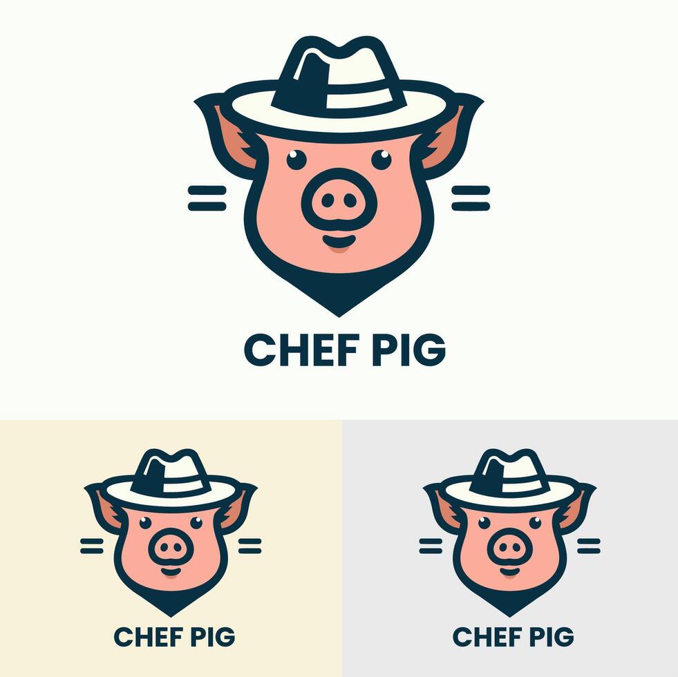 Cute chef pig logo with a hat perfect for culinary branding and restaurant logos vector
