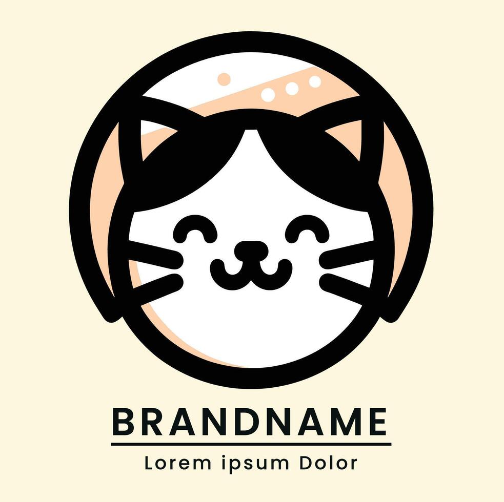 Minimalist and cheerful cat logo with a sleek and modern aesthetic perfect for digital products or online services vector