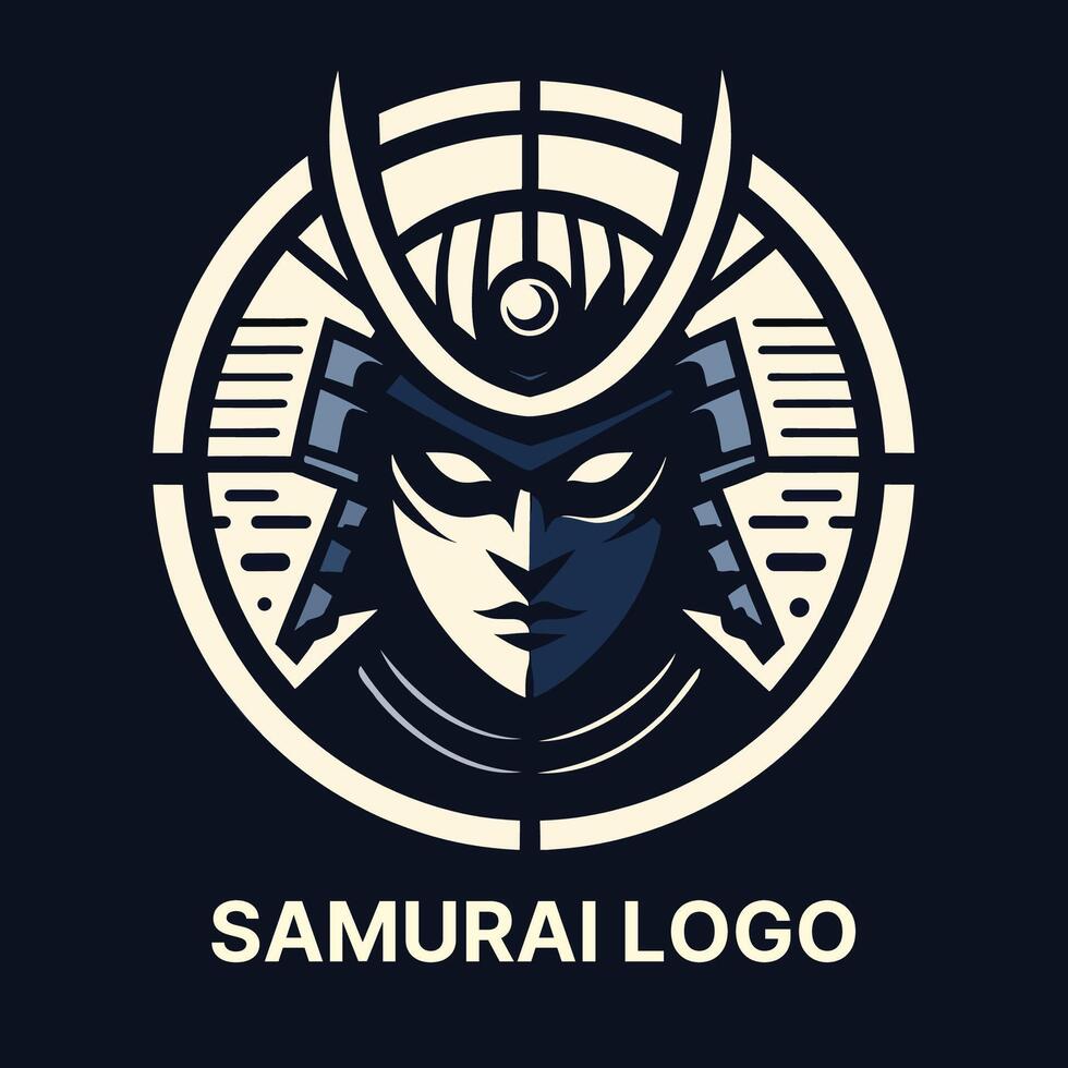 Futuristic samurai logo with a sleek design blending traditional and modern aesthetics for innovative branding vector