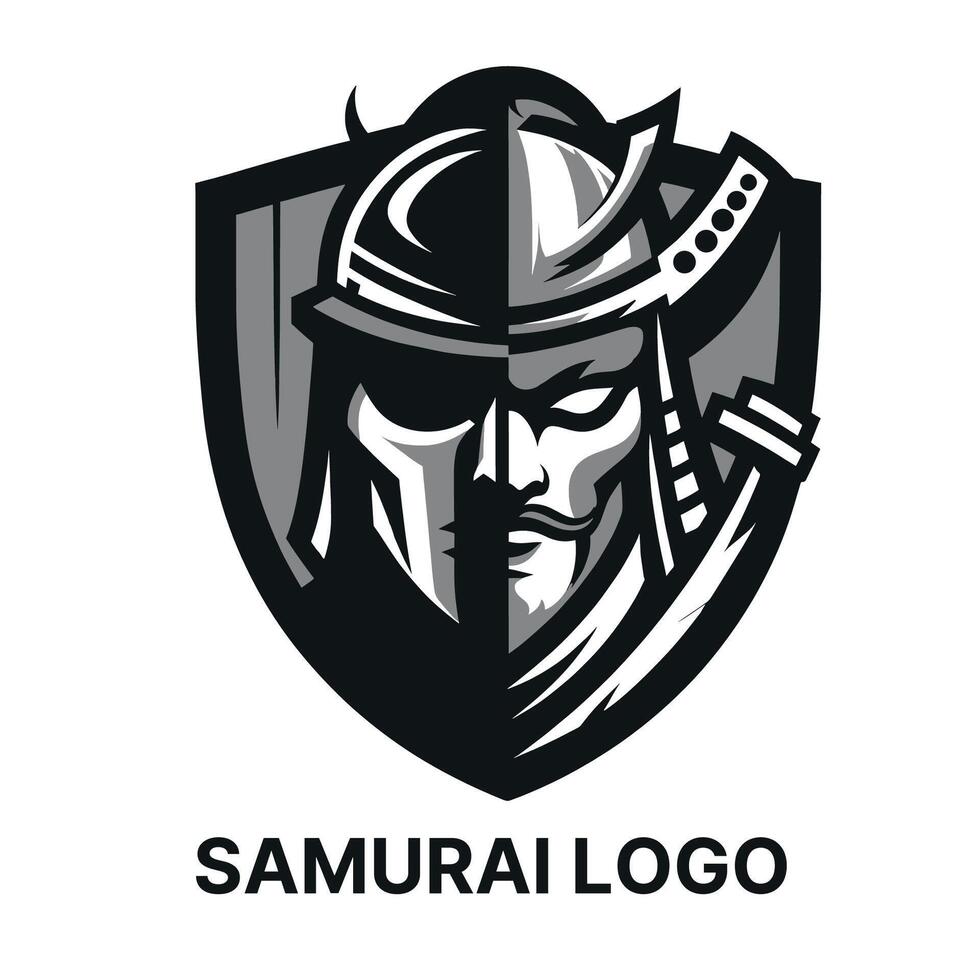Samurai logo with a fierce expression ideal for creating a bold and impactful brand identity vector