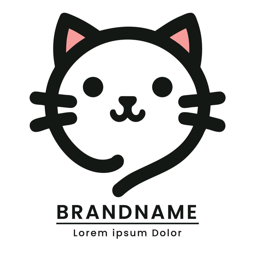 cat pin location logo simple minimalist design vector