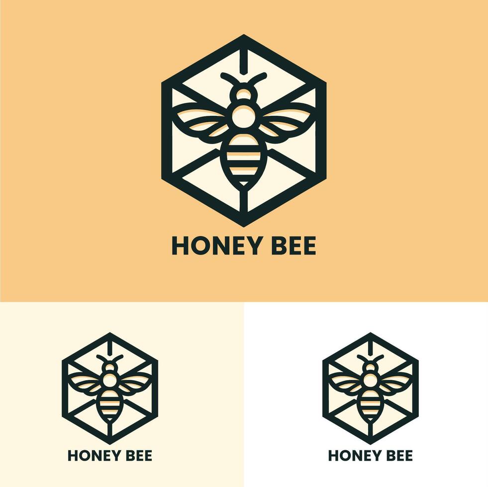 Creative honey bee logo with hexagonal elements ideal for dynamic and modern branding vector