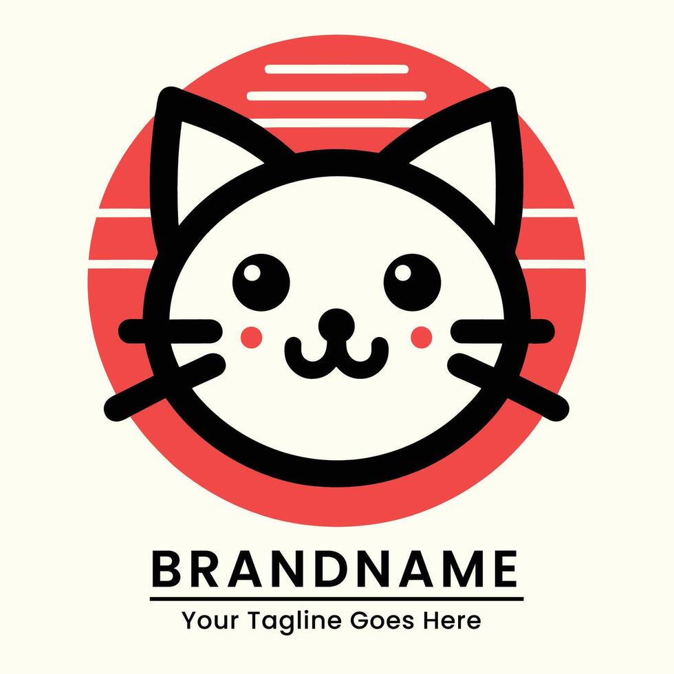 Classic cat logo with bold lines and a geometric design representing simplicity and modernity perfect for contemporary brands vector