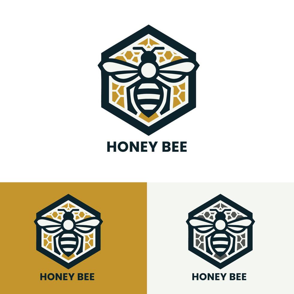 Creative honey bee logo with geometric shapes ideal for modern and stylish branding vector