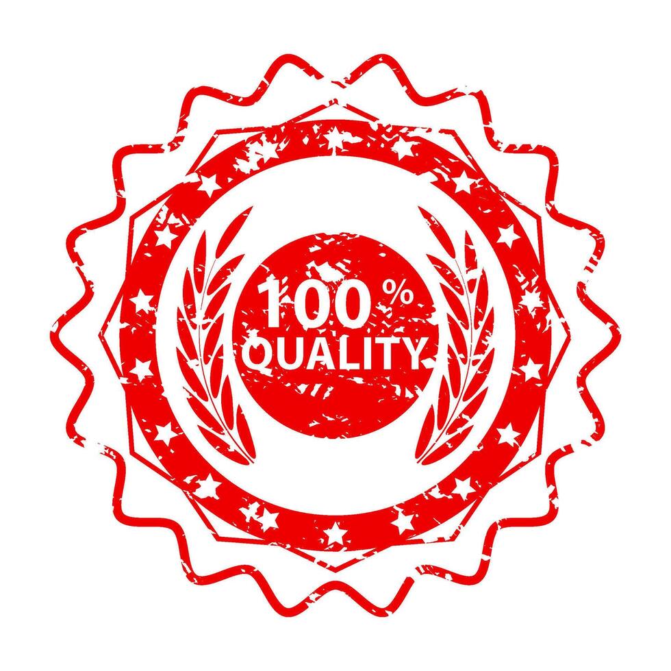 100 guarantee quality rubber stamp. Grunge certificate product, satisfaction banner ink, tag emblem certified, warranty premium vector