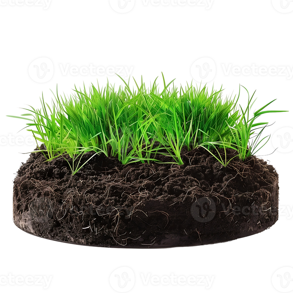 Soil Ground With Green Grass isolated on transparent background png