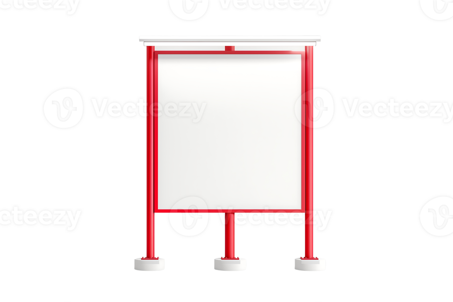 modern red signboard with stand isolated on transparent background png