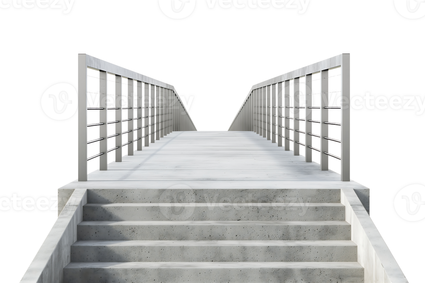 Contemporary concrete bridge with fence isolated on transparent background png