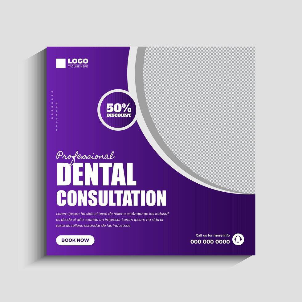 Dentist and dental care social media post or web banner template vector