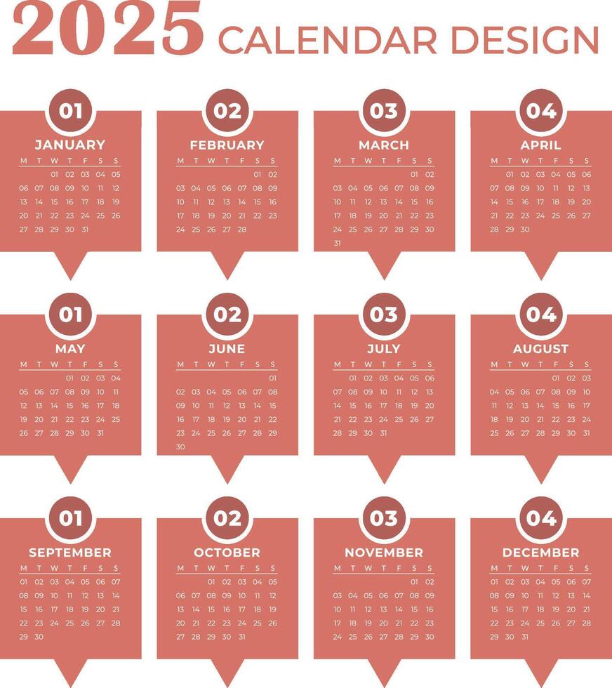 2025 calendar design template - Calendar 2025 - Calendar Design - 2025 vector