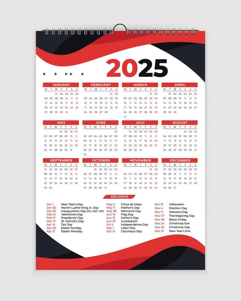 2025 Calendar, Calendar 2025, Calendar Design, 2025 Calendar vector