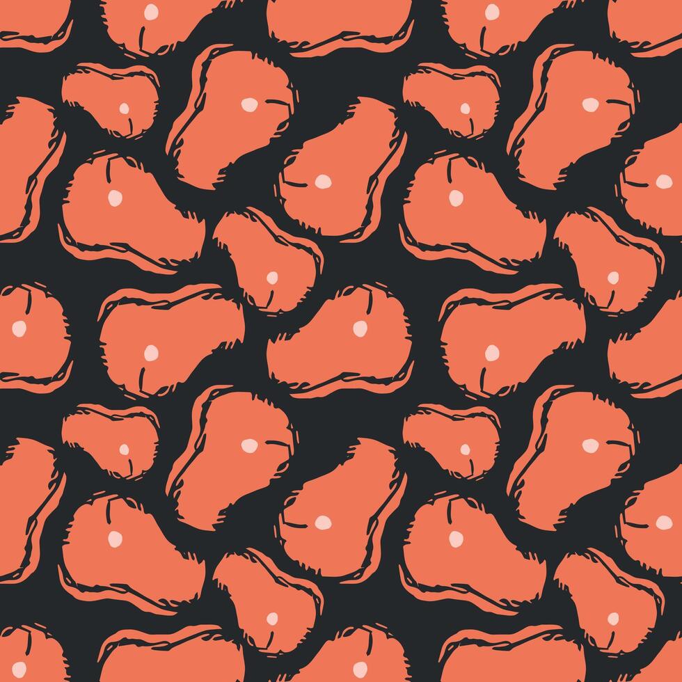 Seamless steak pattern. Drawn meat background vector