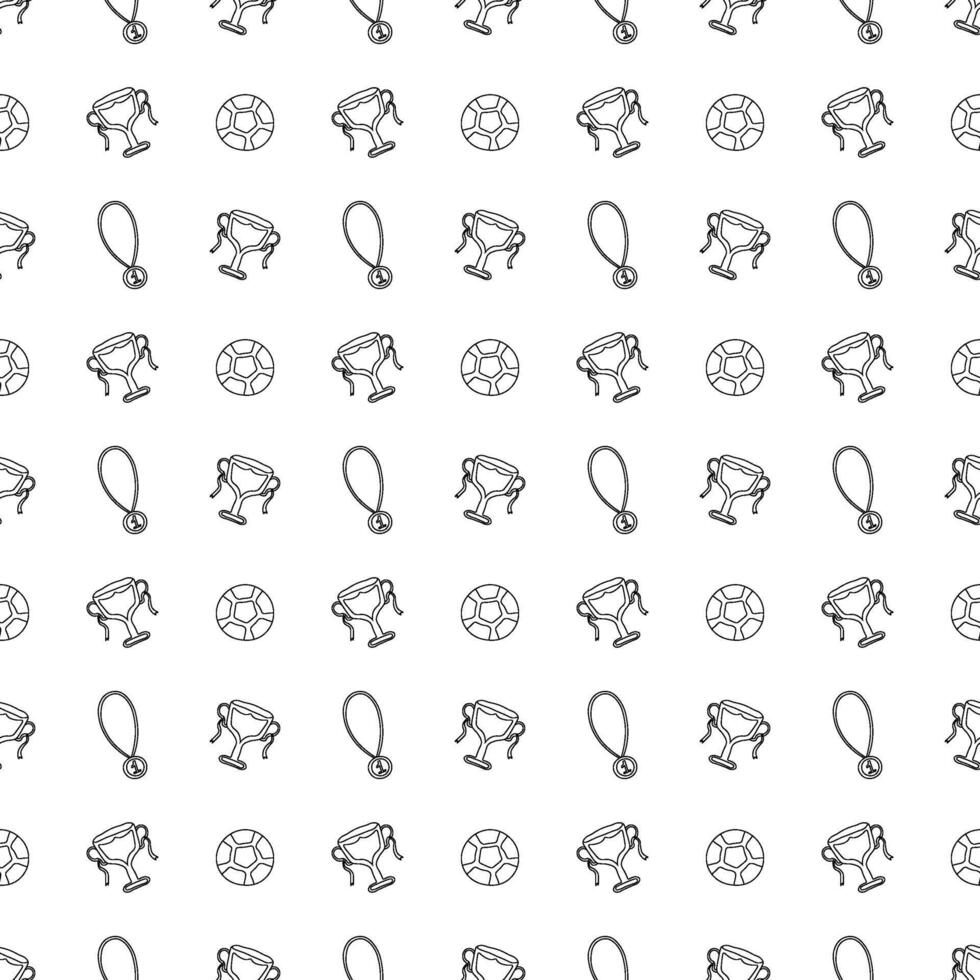 Seamless football pattern. Background with sports icons. Doodle soccer illustration vector