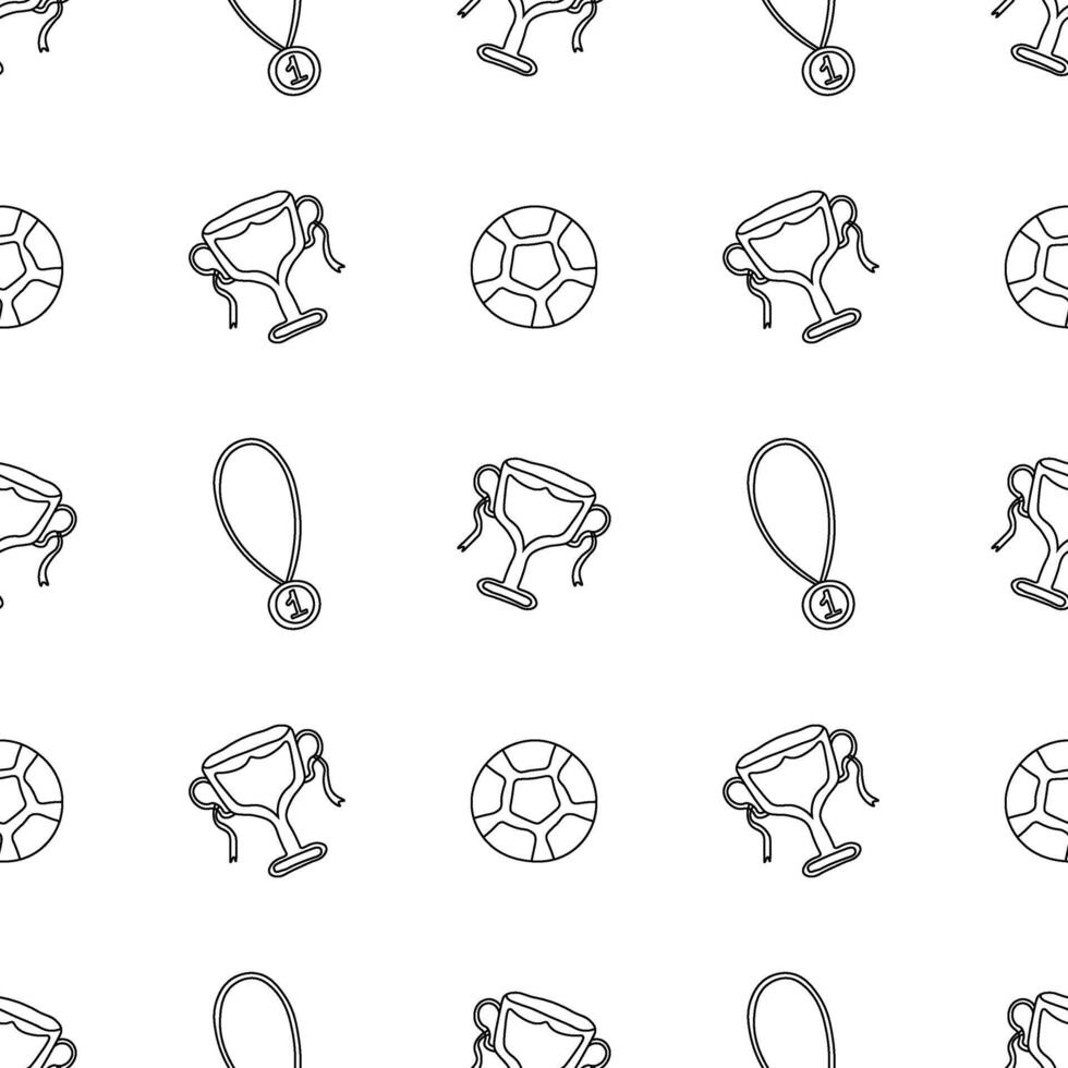 Seamless football pattern. Background with sports icons. Doodle soccer illustration vector