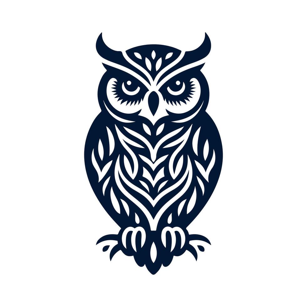 an owl sitting on a branch with a branch in the background vector