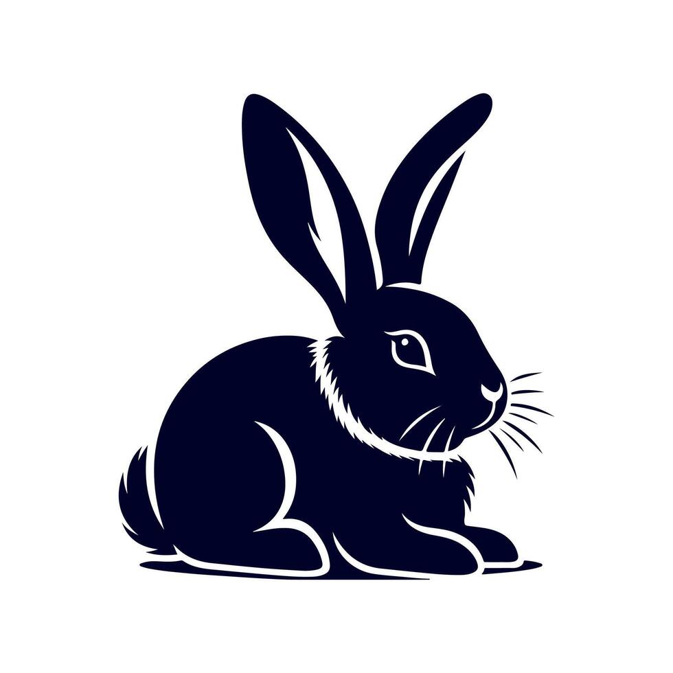 rabbit black silhouette icon design illustration template vector