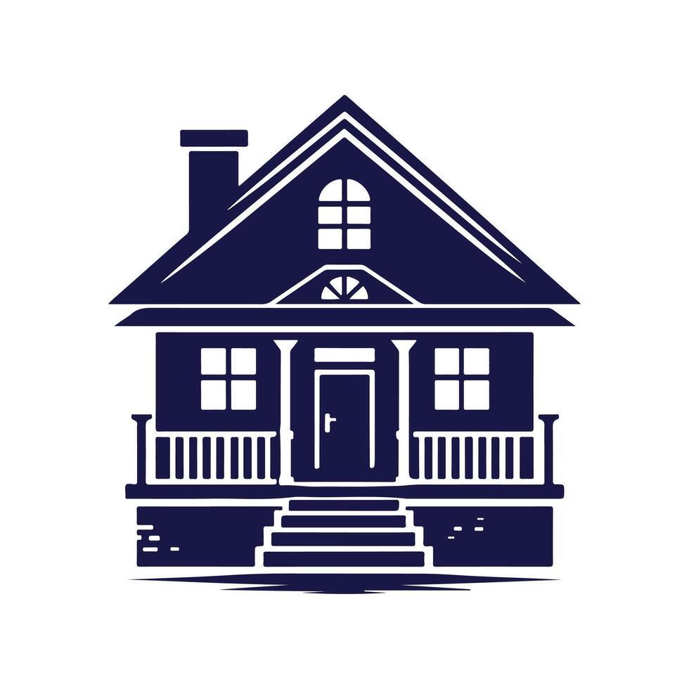 a house with a fence and trees in the background vector
