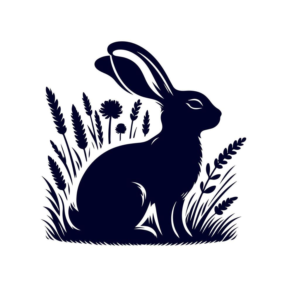rabbit black silhouette icon design illustration template vector