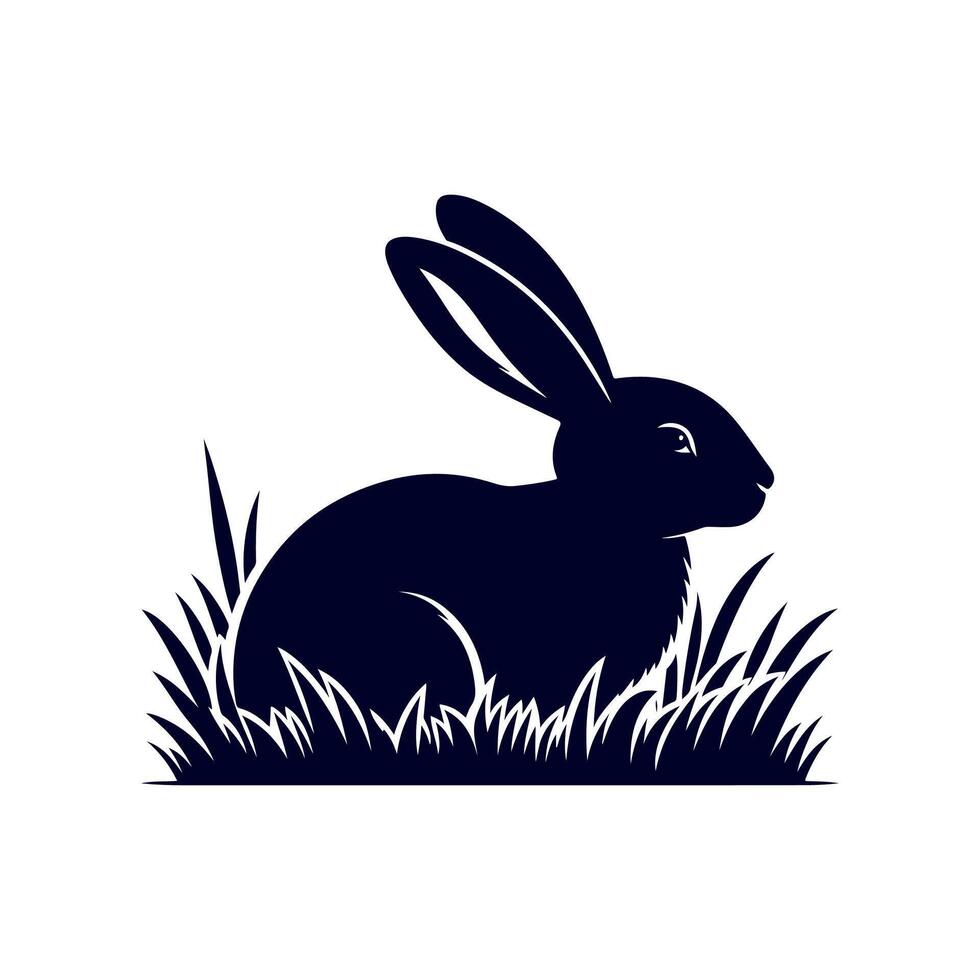rabbit black silhouette icon design illustration template vector