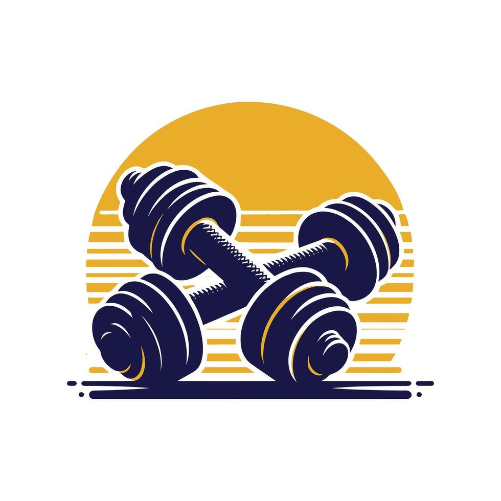 retro style icon of dumbbells on a background vector