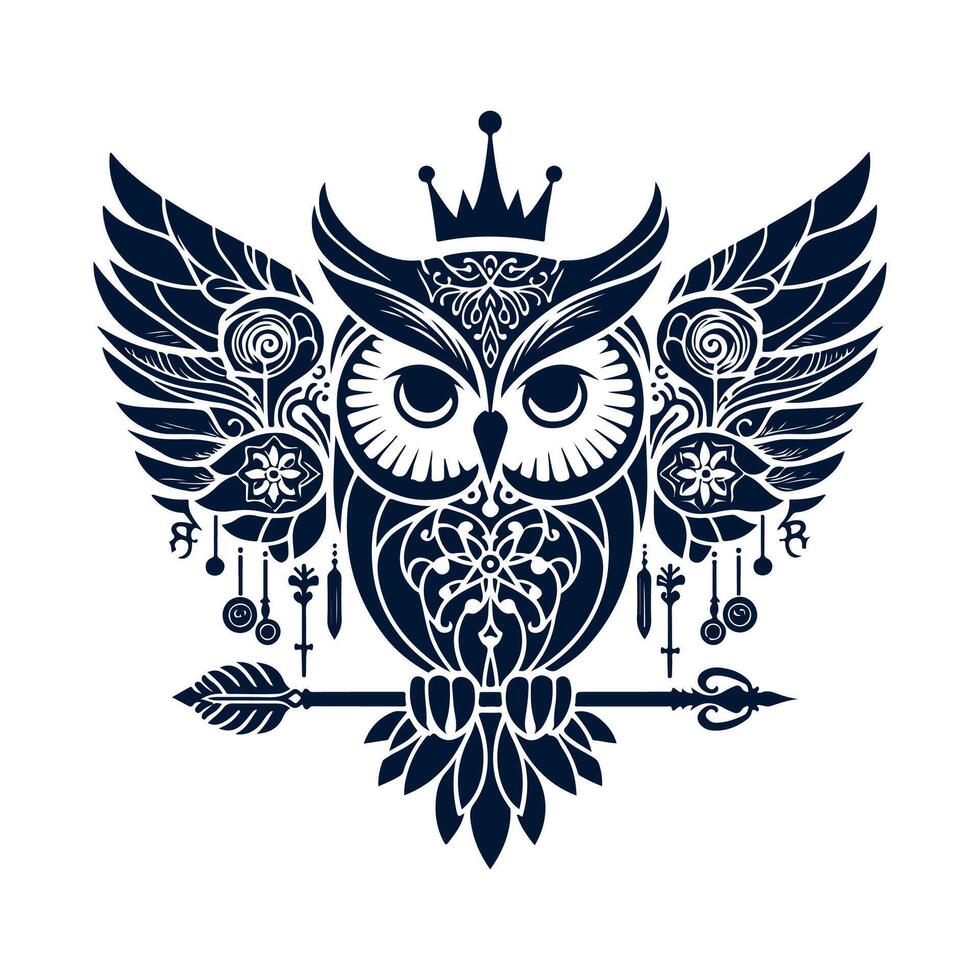 an owl sitting on a branch with a branch in the background vector