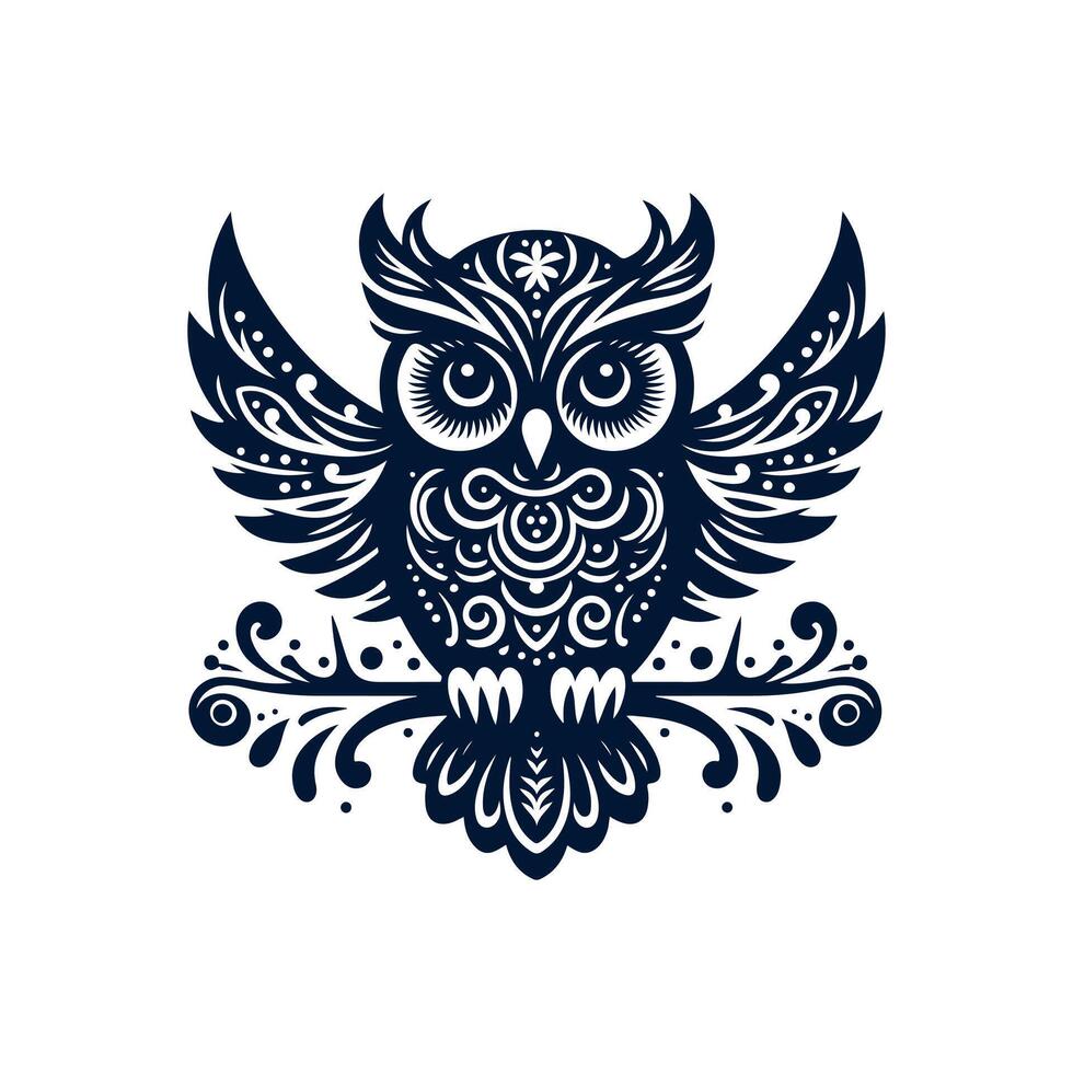 an owl sitting on a branch with a branch in the background vector