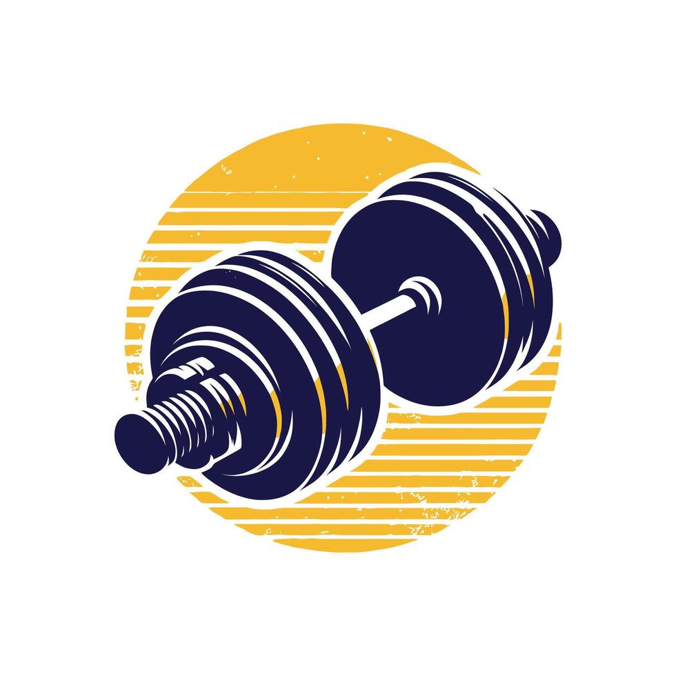 retro style icon of dumbbells on a background vector
