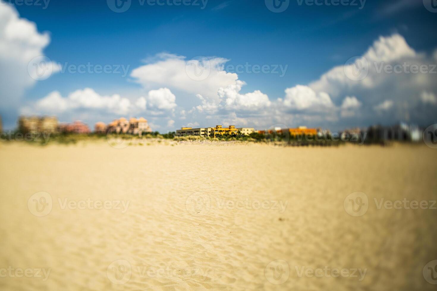 Apartment buildings, Isla Canela beach, Ayamonte, Spain. A tilted lens was used for a shallower depth of field. photo
