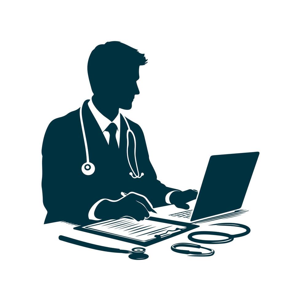 Doctor silhouette Clip art isolated illustration on a white background vector
