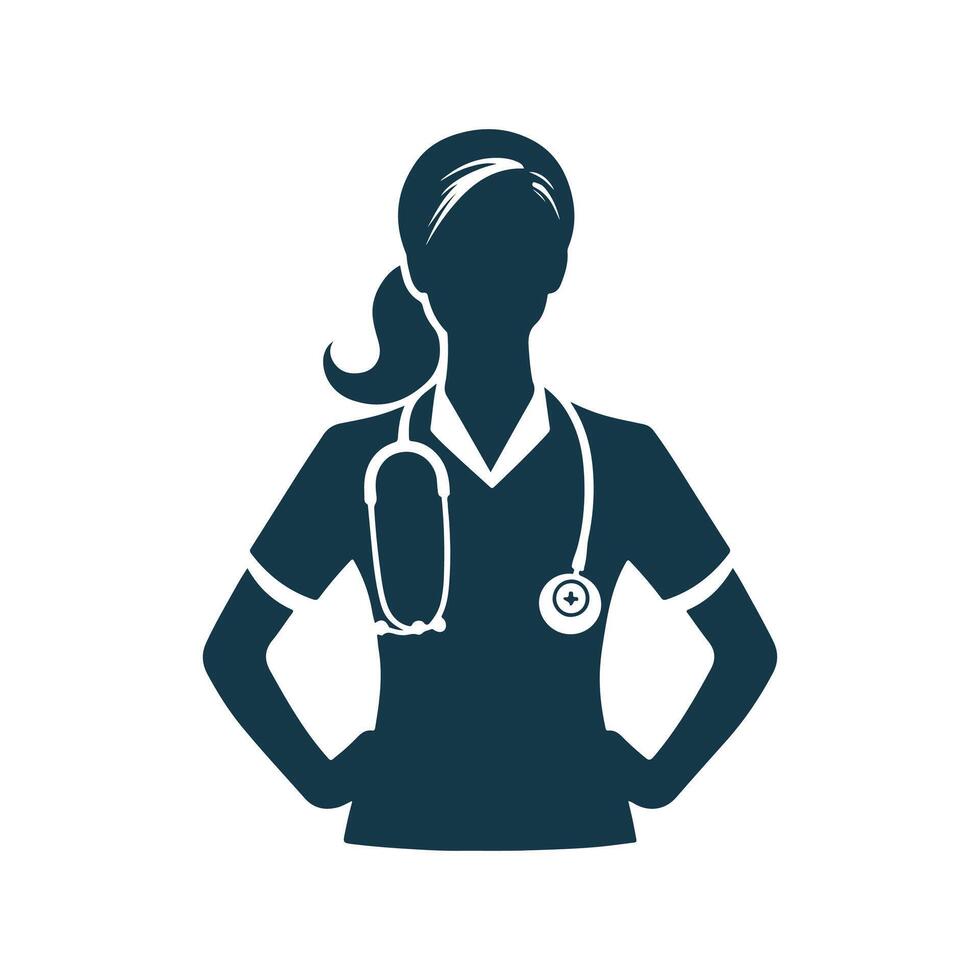 Nurse silhouette Clip art isolated illustration on a white background vector