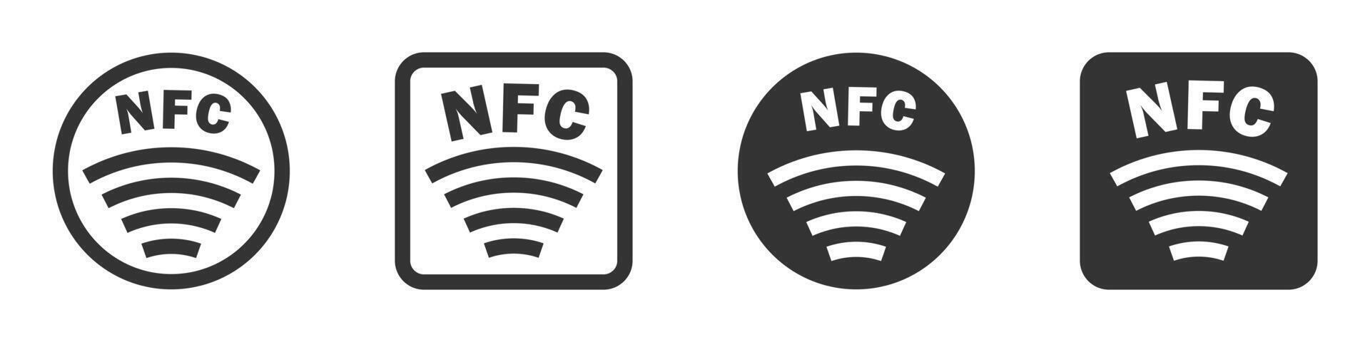 illustration of NFC icons, depicting the NFC symbol in different styles, suitable for technology and communication designs. vector