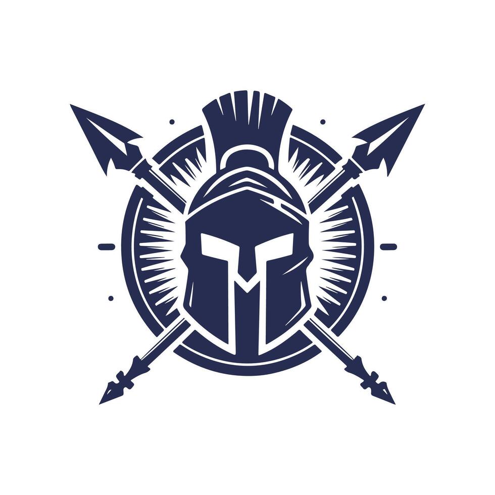 spartan helmet logo design vector