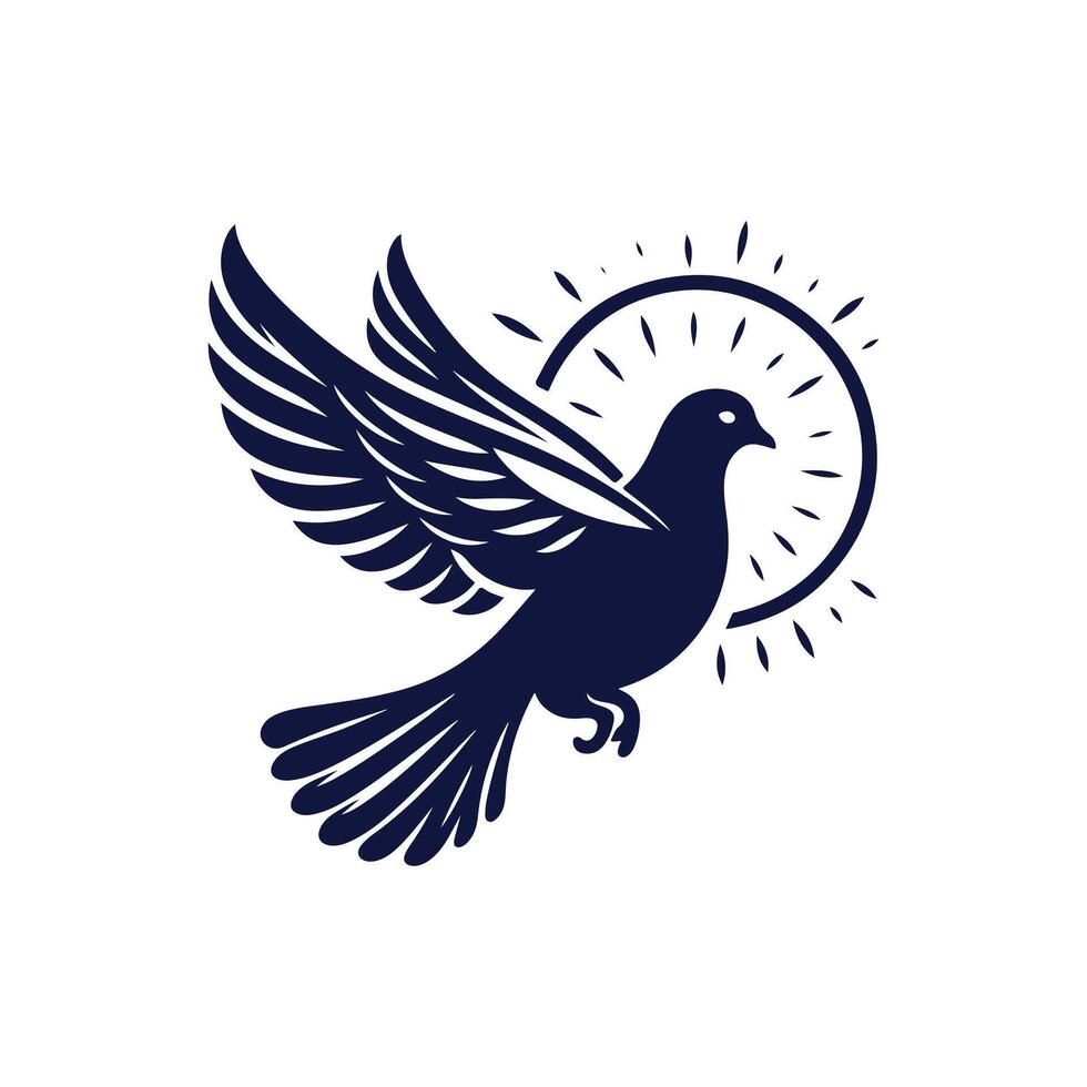 a pigeon logo with wings spread out vector