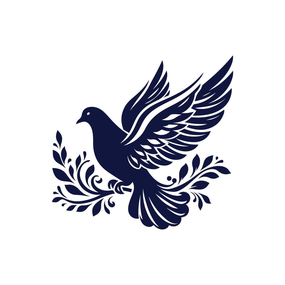 a pigeon logo with wings spread out vector