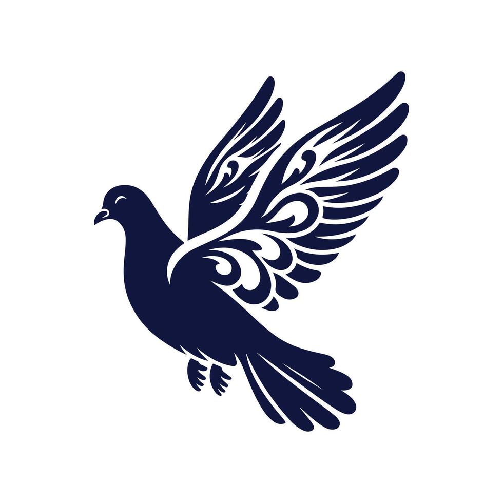 a pigeon logo with wings spread out vector