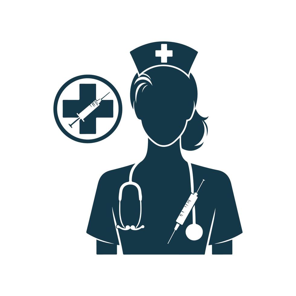 Nurse silhouette Clip art isolated illustration on a white background vector
