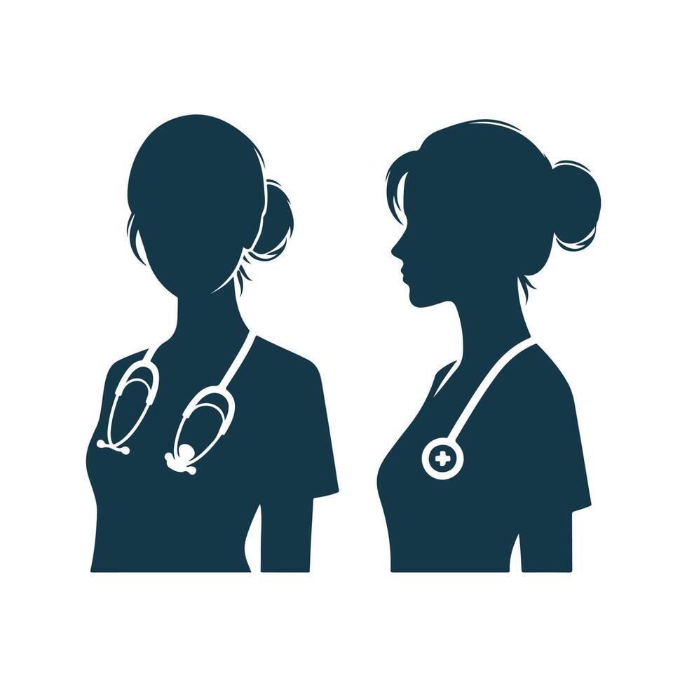 Nurse silhouette Clip art isolated illustration on a white background vector