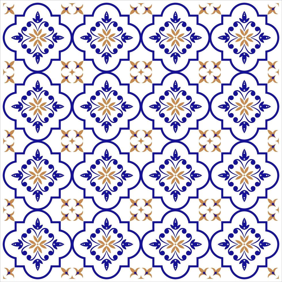 Porcelain flower pattern, foral tile pattern, tile pattern seamless vector