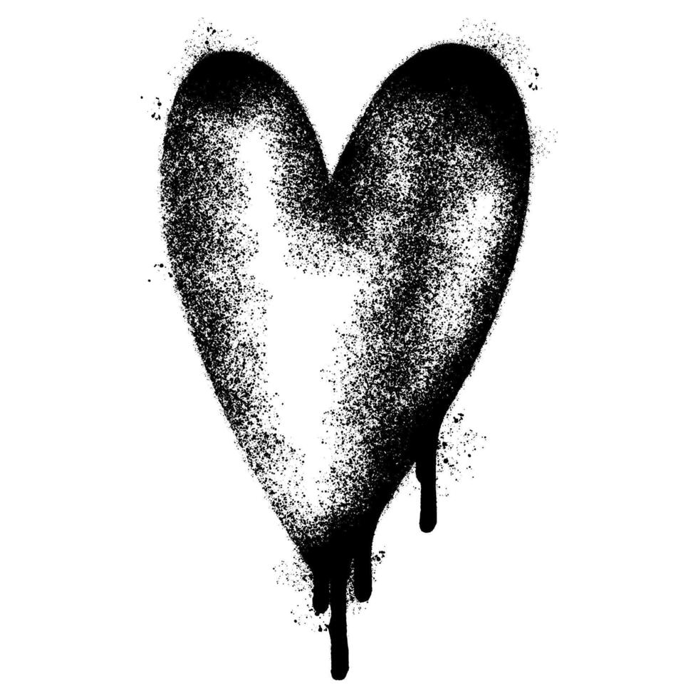 Spray Painted Graffiti heart icon Sprayed isolated with a white background. graffiti love icon with over spray in black over white. vector