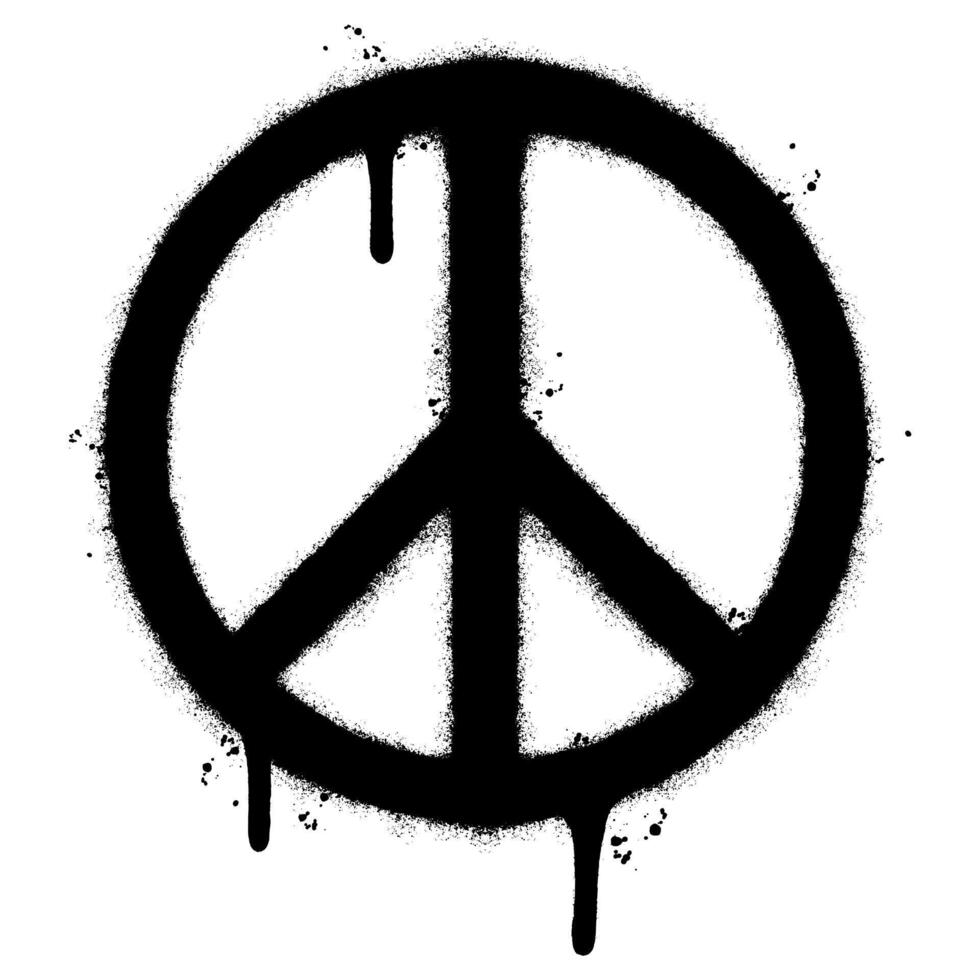 Spray Painted Graffiti Peace Symbol Sprayed isolated with a white background. graffiti Peace Symbol with over spray in black over white. vector