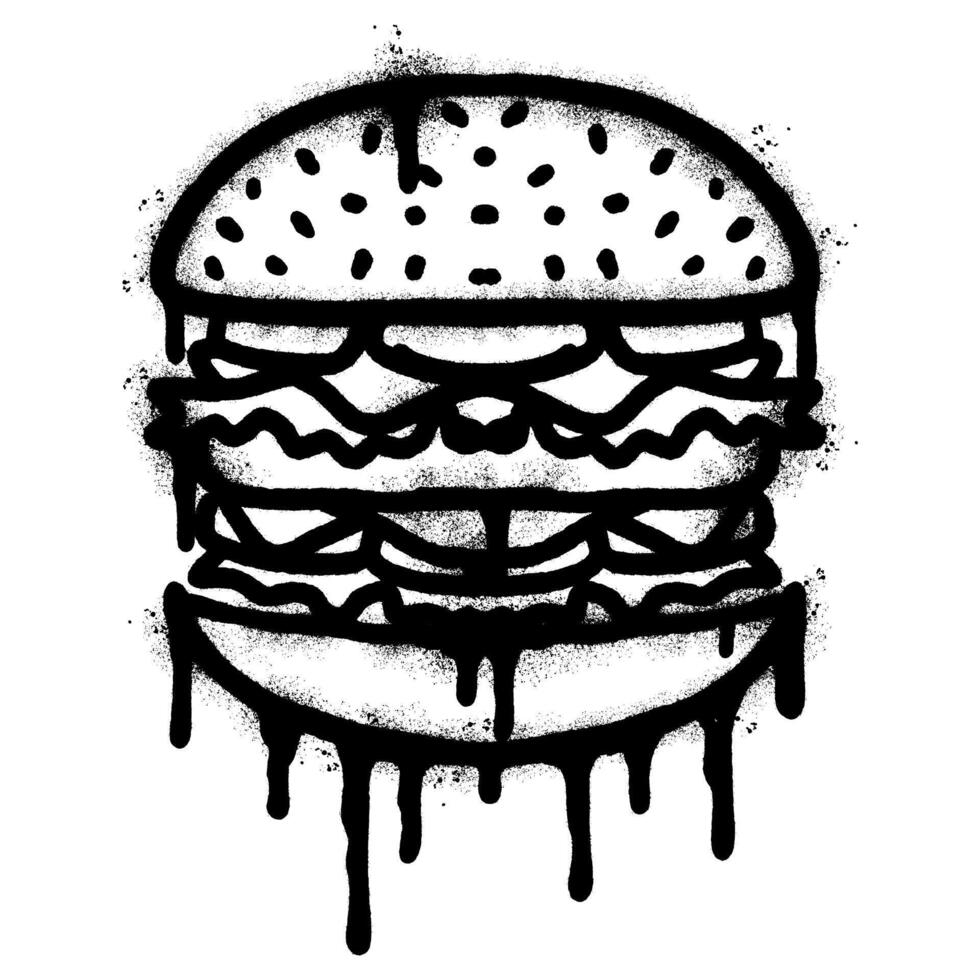 Spray Painted Graffiti burger hamburger icon isolated on white background. vector