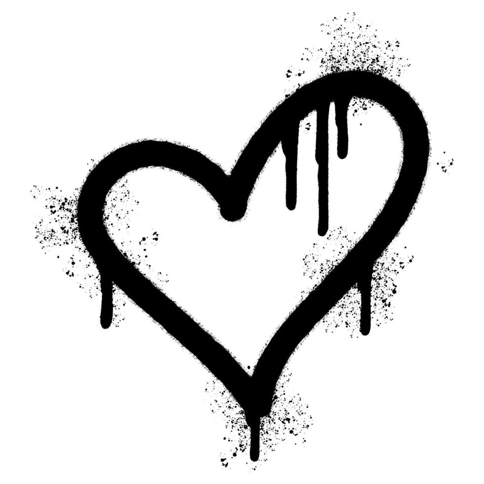 Spray Painted Graffiti heart icon Sprayed isolated with a white background. graffiti love icon with over spray in black over white. vector