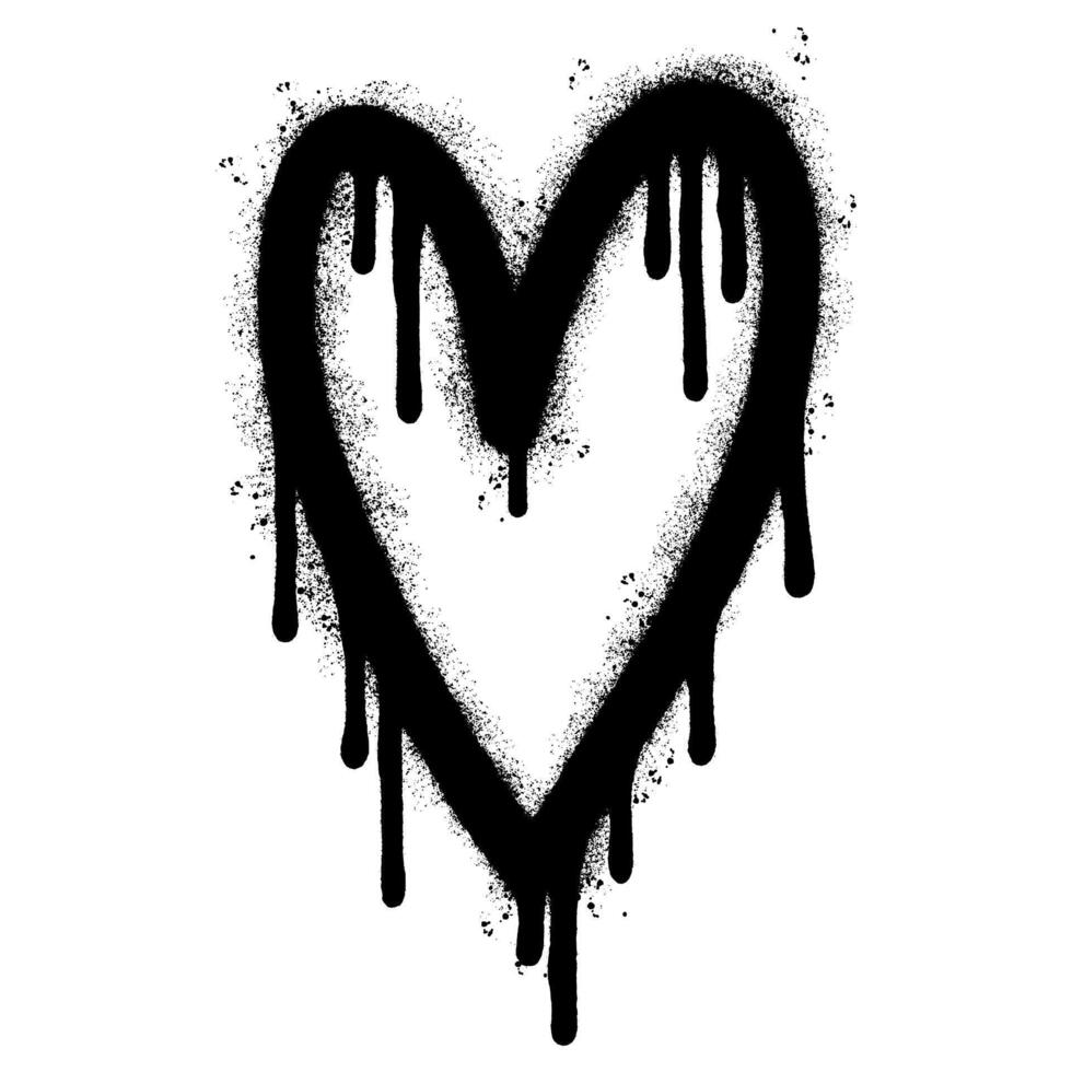 Spray Painted Graffiti heart icon Sprayed isolated with a white background. graffiti love icon with over spray in black over white. vector