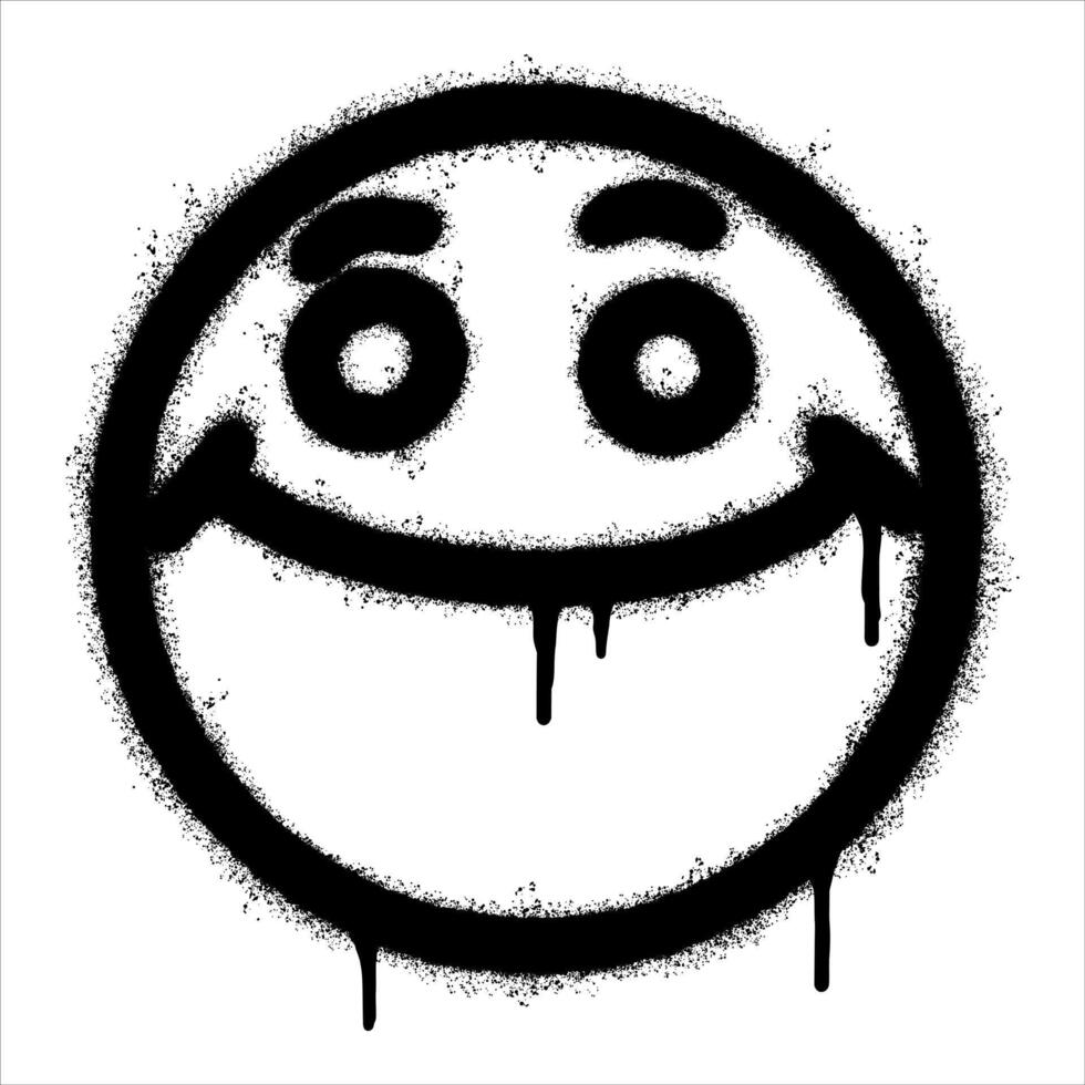 Spray Painted Graffiti smiling face emoticon isolated on white background. vector